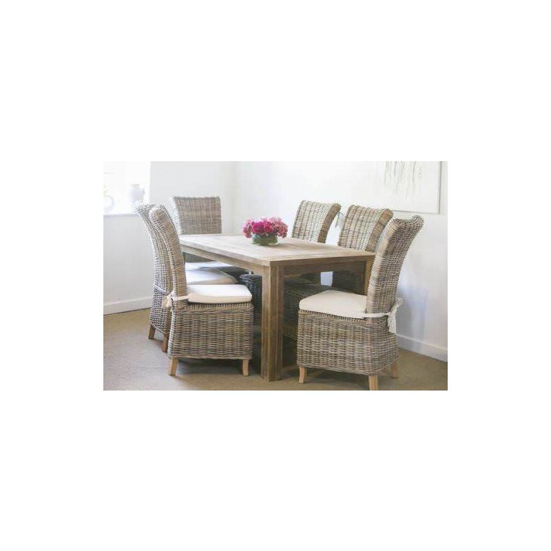 1.6m Reclaimed Teak Taplock Dining Table with 6 Latifa Chairs